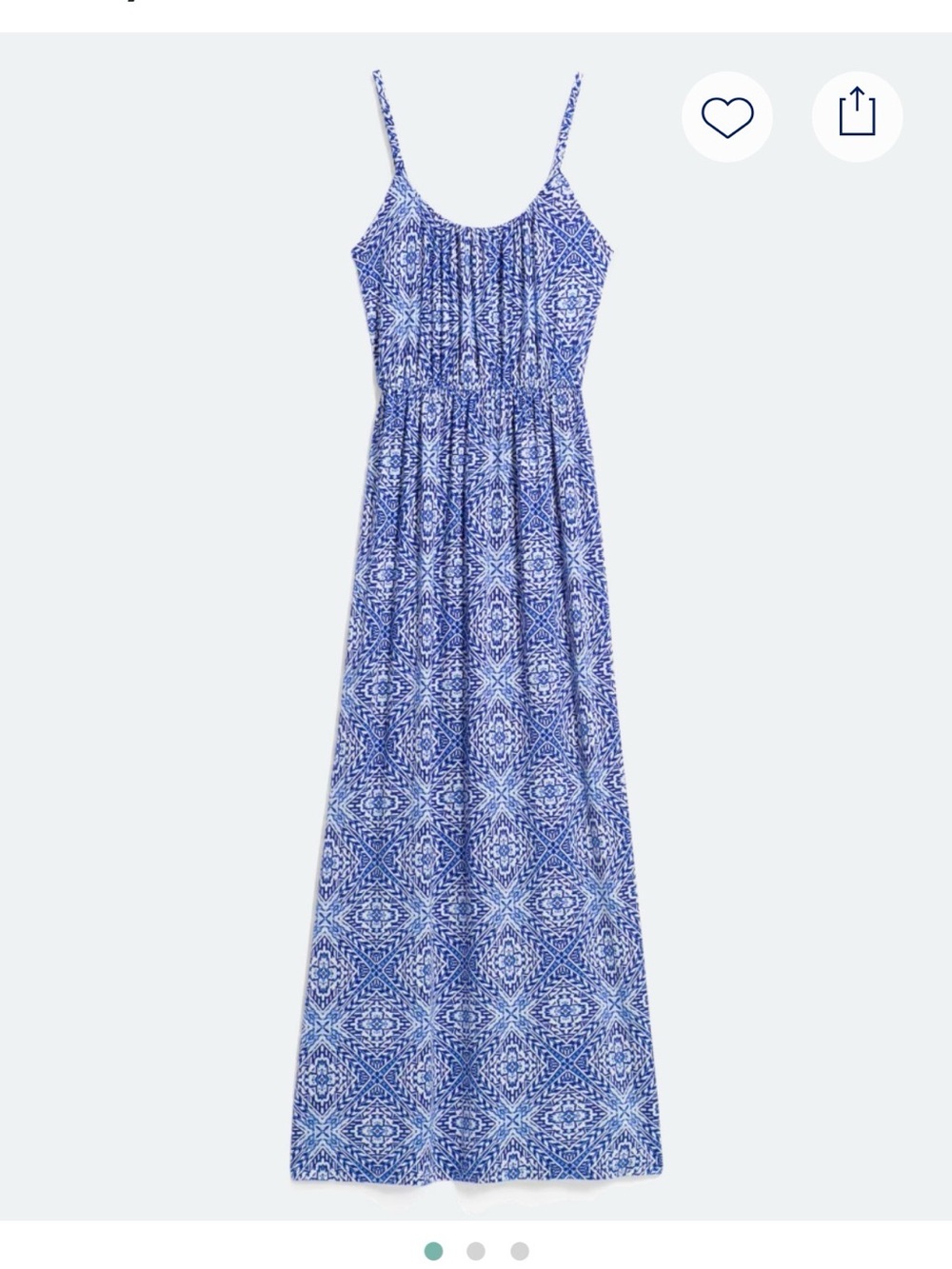 Kaileigh Blue Printed Spaghetti-Strap Maxi Dress